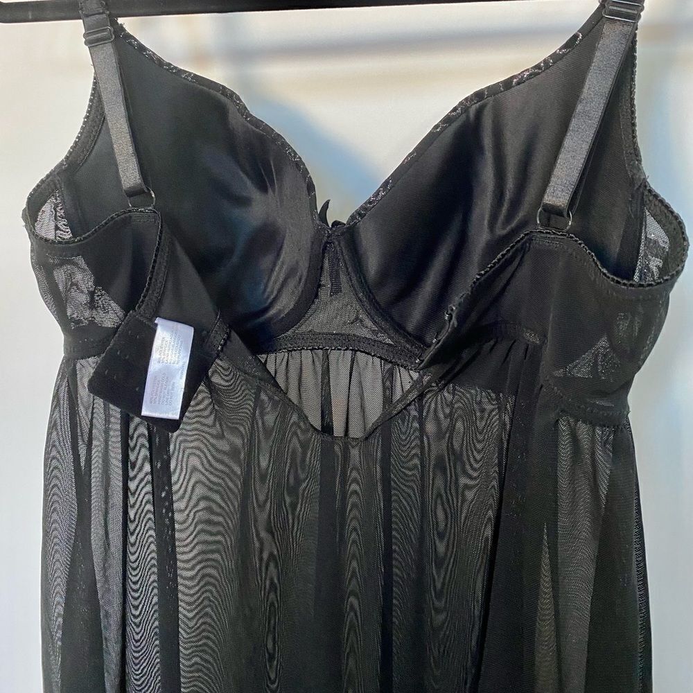 Body Form Black Mesh Lace Babydoll, Size 1X - Picture 3 of 8